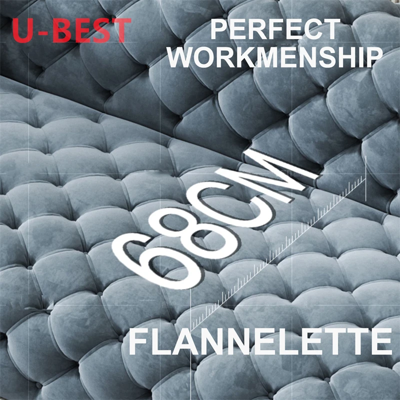 U-Best Modern Commercial Home Office Couch Chesterfield Tufty Sofa Button Upholstery Fabric Sofa Velvet Pull Button Back Sofa