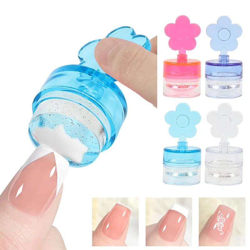 ANGNYA Private Label OEM Gel Polish Manicure Tool Nail Stamping Tools Silicone Holographic Jelly Nail Art Stamper with Scraper