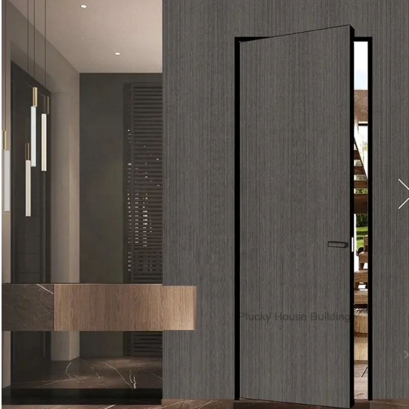 Modern Flush Design Invisible Frameless Door with Hidden Hinge Wood Door