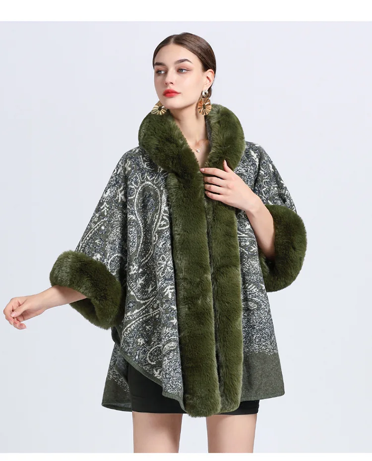 Elegant Winter Faux Mink Fur Cardigan Shawl Warm Hooded Coat