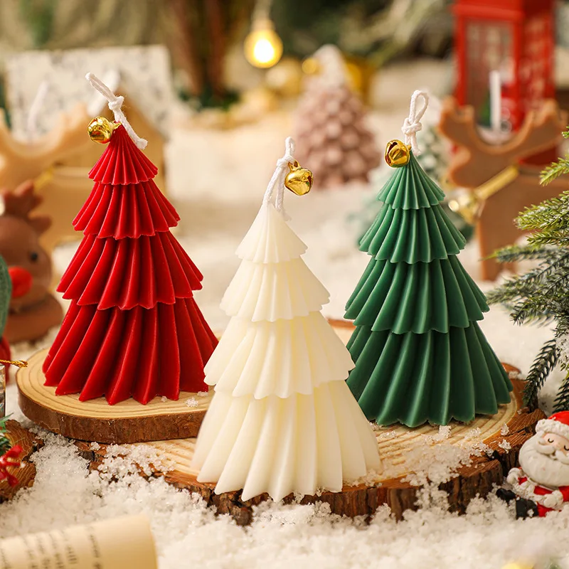 New Year Christmas Present Gift Home Decor 3D Creative Handmade Christmas Tree Soy Wax Aromatherapy Scented Candles