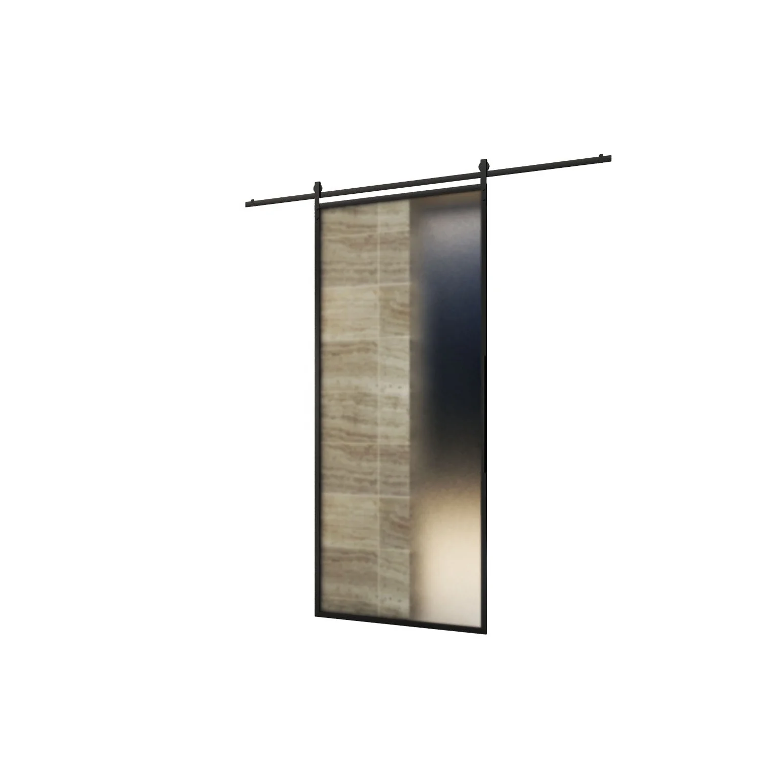 Interior Framed Glass Barn Door Sliding Glass Door Iron Frame Metal Door With Glass