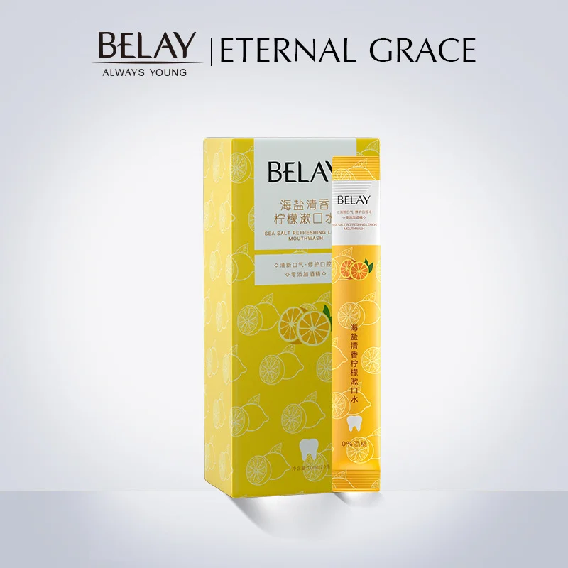 Оптовая продажа, 10 шт., натуральная морская полоска, для мытья рта, лимонная мята, отбеливание зубов, путешествия, одноразовые, для полоскания рта