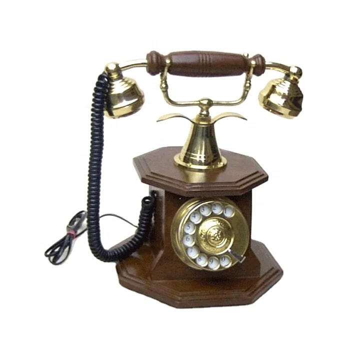 Старинный офисный ретро-циферблат, телефон из латуни и дерева, классический винтажный дизайн, телефон для украшения дома