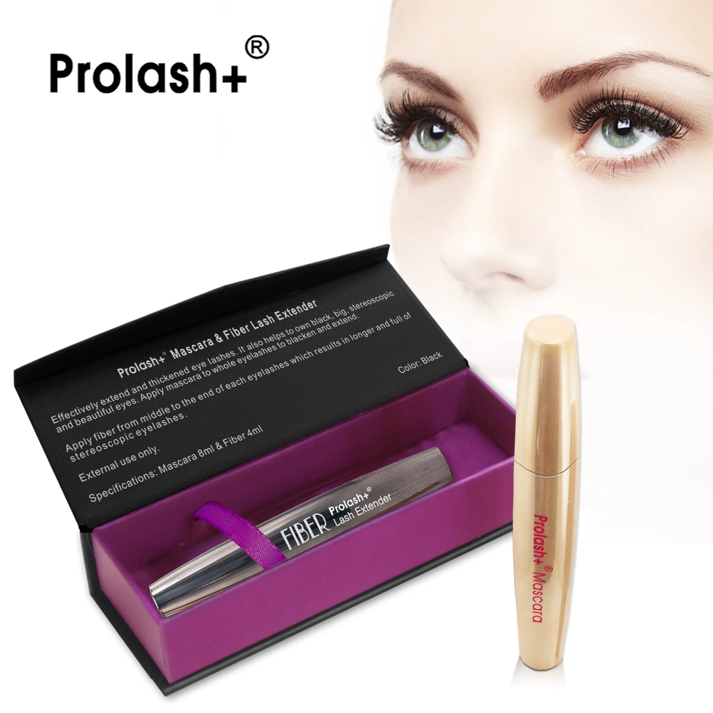 Prolash+ Mascara 3D Fiber Lash Extender, Magic Lengthening Extension Mascara Bio-enzyme Volume and curl Formula