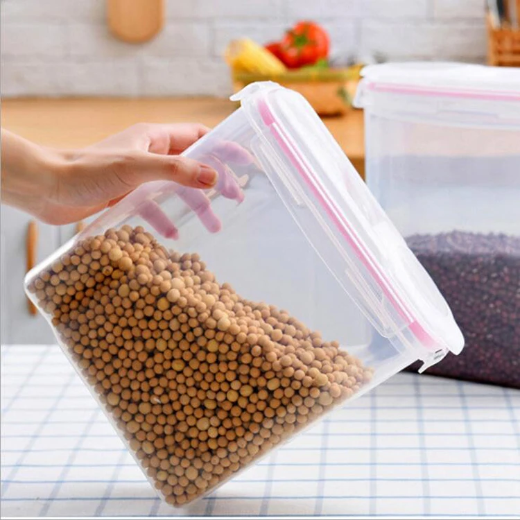 Plastic Clear Air-Tight Food Package Storage Container Durable Seal Pot For Dry Foods & Liquids Cereal Storage Containers