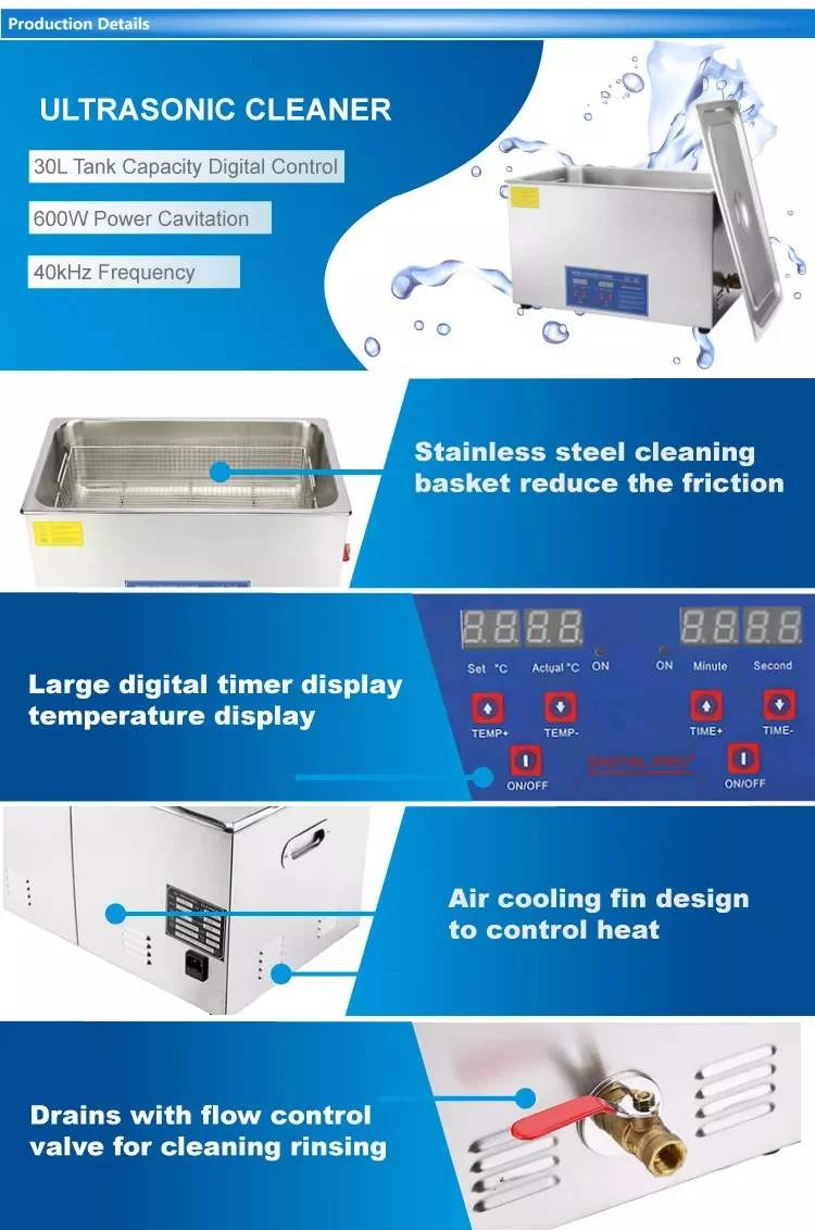 Digital ultrasound Car wash ultrasonic vibrator cleaner 22L,automated engine parts washing system