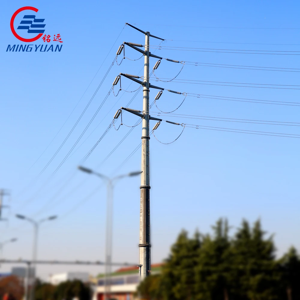 60ft galvanized steel tubular utility power pole galvanized metal steel pole