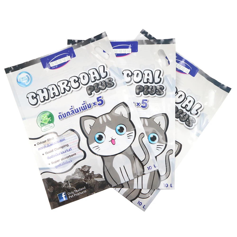 Biodegradable 10kg Stand Empty Kraft Paper Plastic Cat Litter Bag Package with Handle