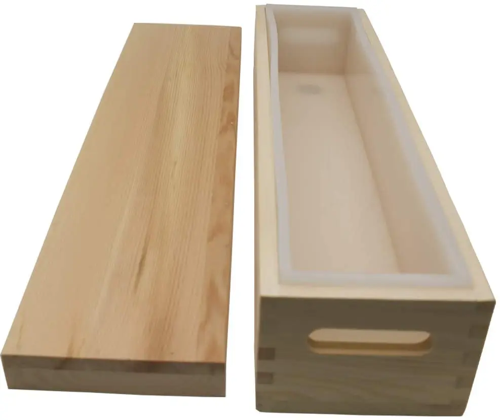 Homemade DIY Soap Making Supplies 5 Pound Silicone Loaf Liner Soap Mold Wooden Box with Lid Top 2200ml Extra Large Soap Mold