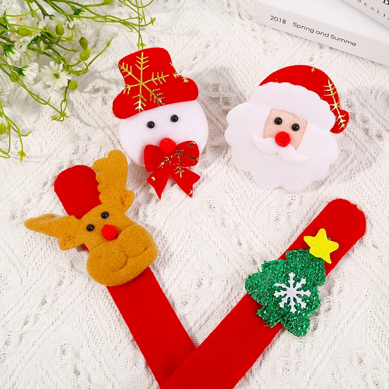 Christmas Cute Cartoon Snap Bracelet Snowman Clap Circle Christmas Hand Slap Clap Christmas Toys For Kids