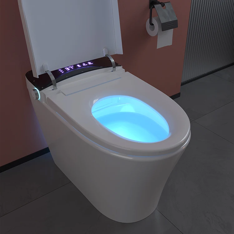 Ceramic floor mounted electrical smart toilet Siphon Flushing elongated automatic seat heating one piece intelligent toilet