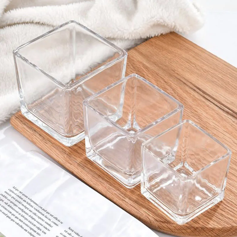 Clear Cube Vase for Wedding Centerpieces Home Party Decoration Square Glass Candle Holder jar