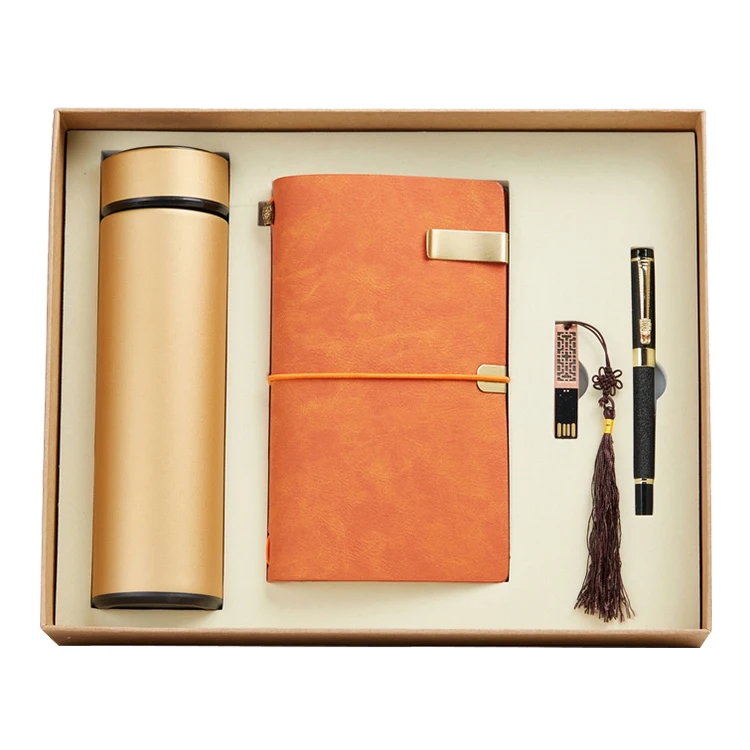 Wedding souvenirs for guests cheap bulk custom logo 2023 diary set gift small notebook with pen+water bottle+usb