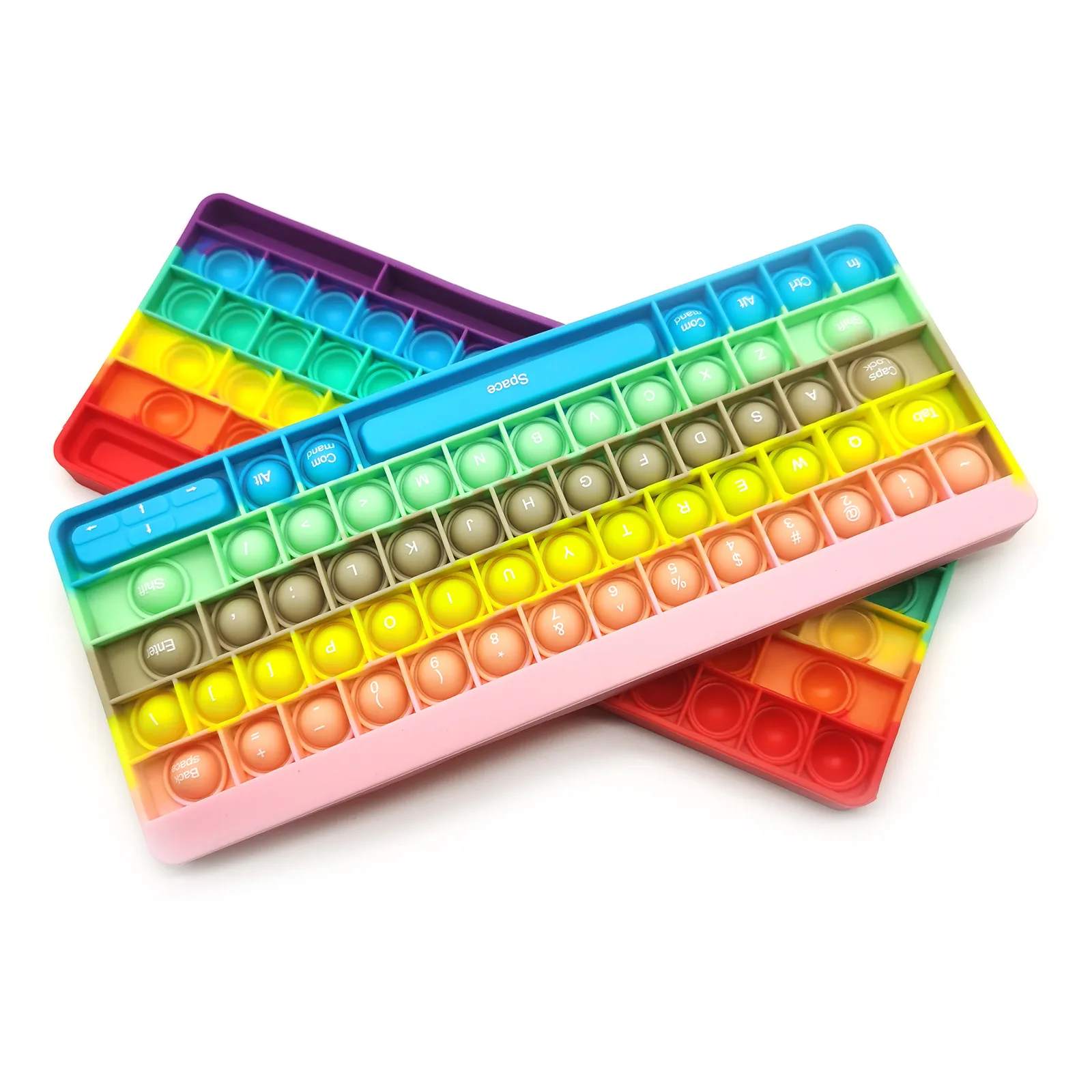 Rainbow Letter Keyboard Push Bubble Fidget Toys Anti-stress Fidget Toy Sensory Bubble Pushing Toy Set Letter Keyboard