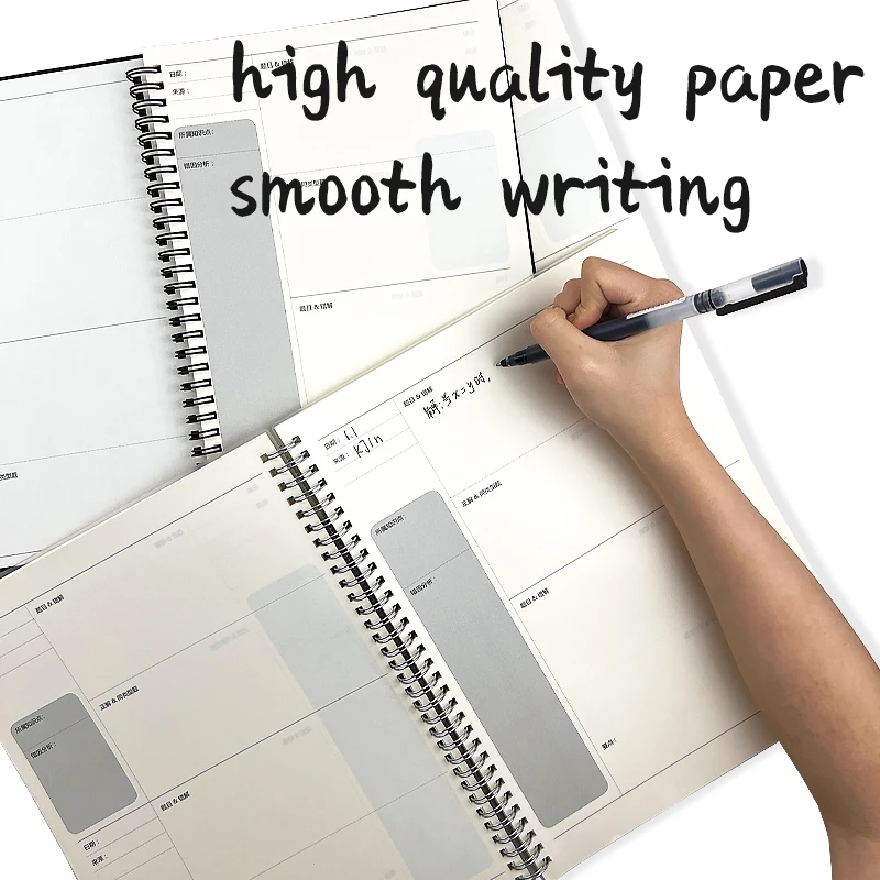 Custom Size Schedule Plan black Sketch book B5 A5 A6 Wire Binding Spiral Sketchbook Kraft Paper Cover Recycled Coil Notebook