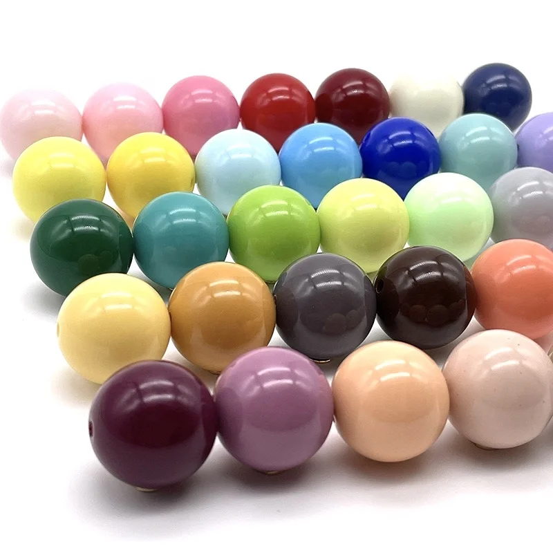 Wholesale Solid Color Acrylic Round Beads 6mm-20mm For DIY Bags Making