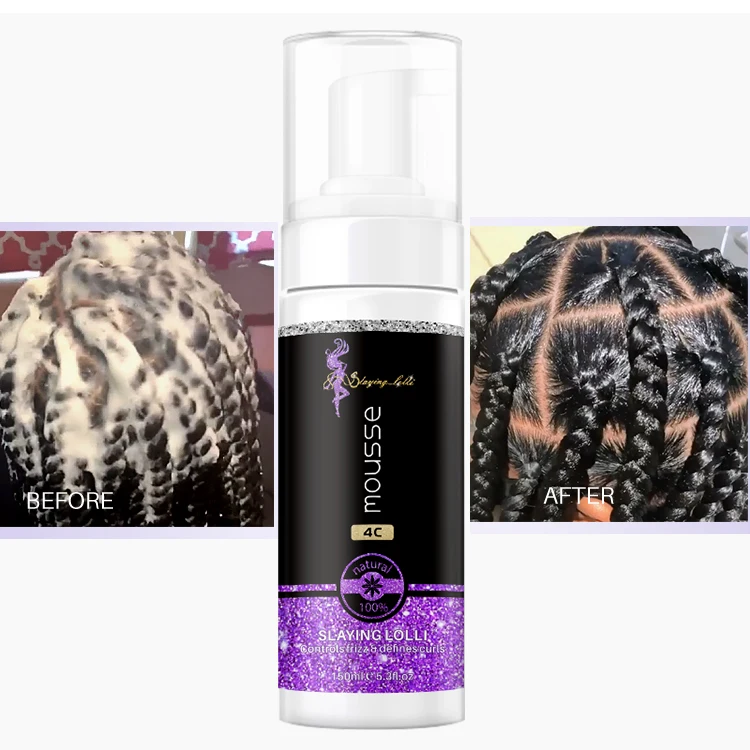 SLAYING LOLLI kinky coily twist and lock 4c hair styling curling foam mousse alcohol free