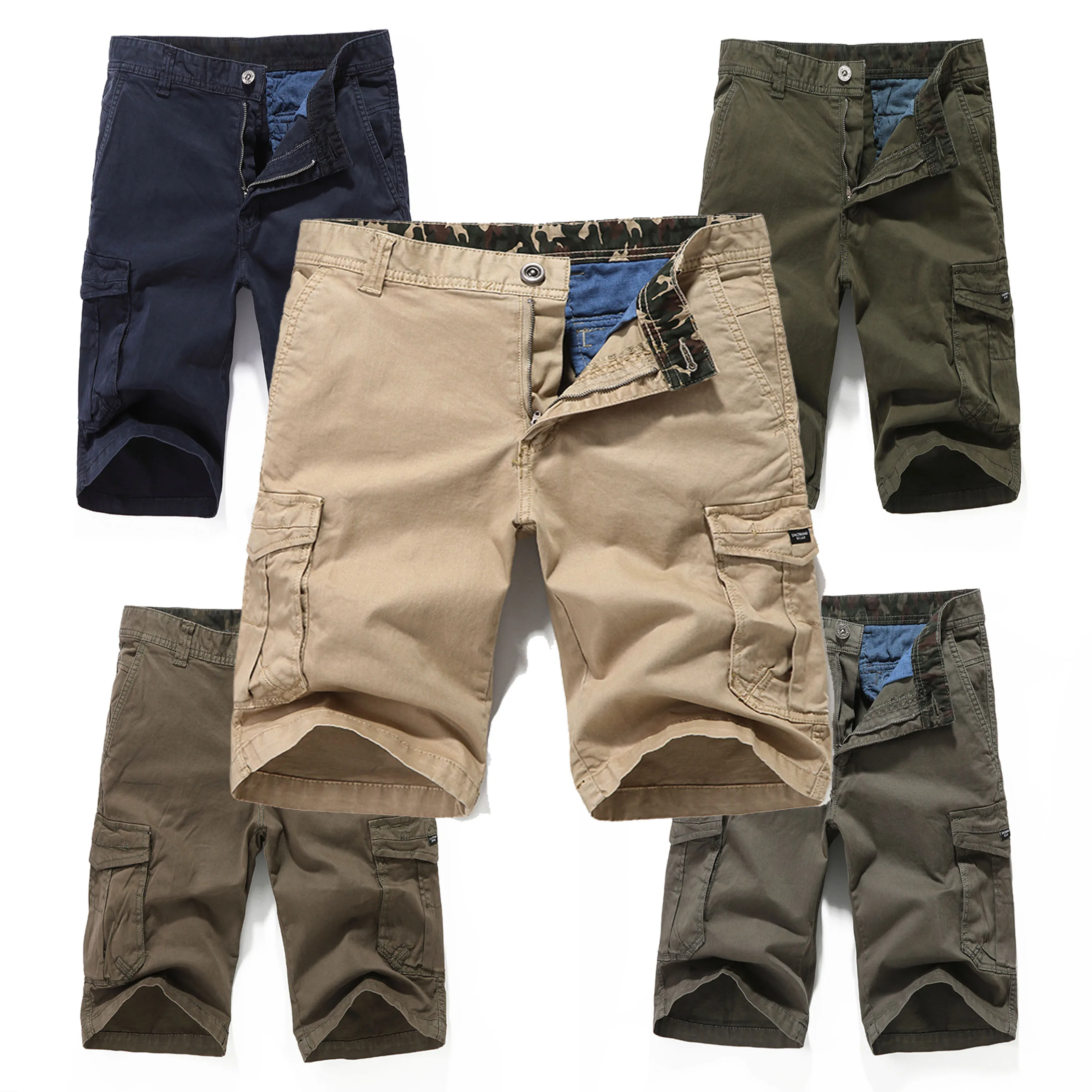 2023 BAWANGCHENG customize twill garment dyeing 100% cotton  six pockets men cargo short pants with hidden pockets