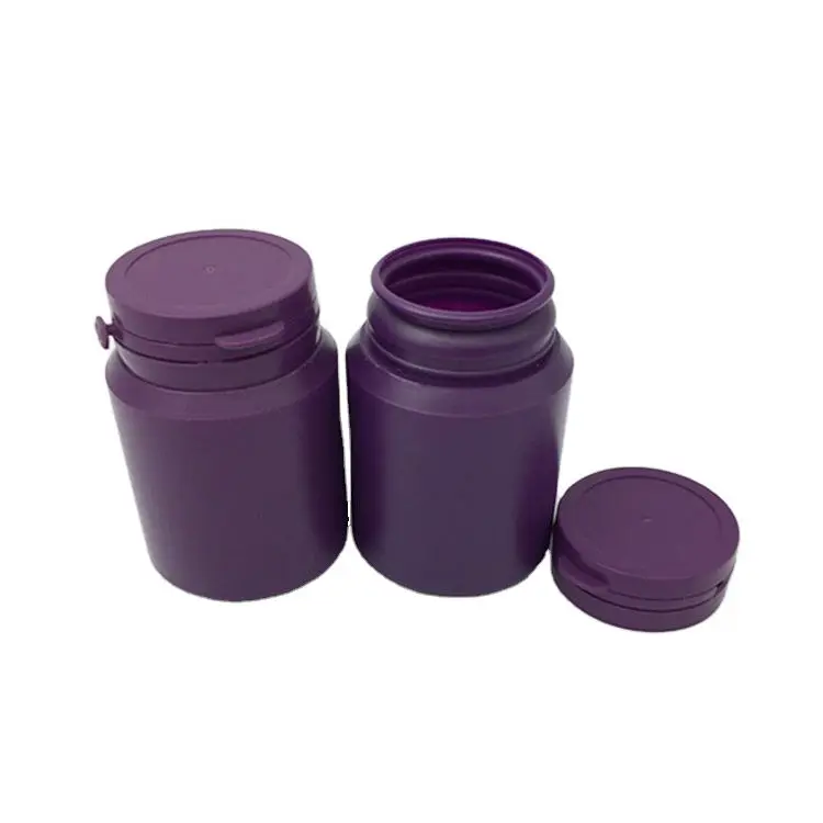 Plastic HDPE 60cc 100cc 200cc Capsule Black Medicine Bottle for Pill with Tear off Lid