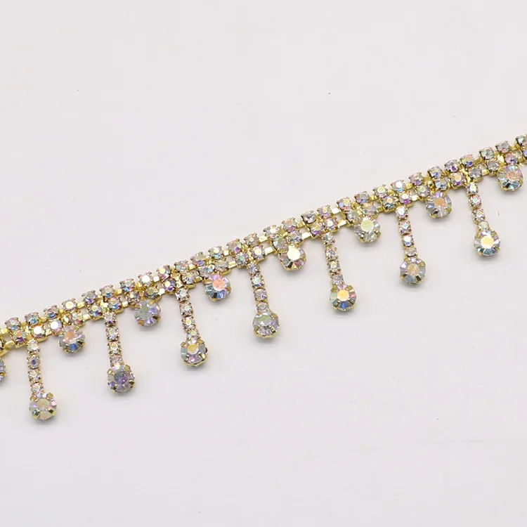 Rhinestone Chain Trimming Bling Crystal Chain Wholesale Crystal for Garments LSRT919 Copper Shoes Accessories Crystal Flatback