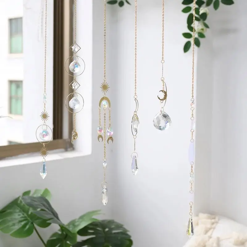 sun catcher Star Moon Dream Catcher Wind Chime Ornaments For Home Room Wall Decor Window Garden Decoration