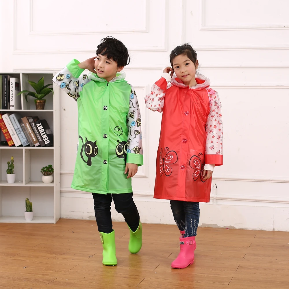 Оптовая продажа, детский дождевик из ПВХ с милыми мультяшными животными, с сумкой-рюкзаком
