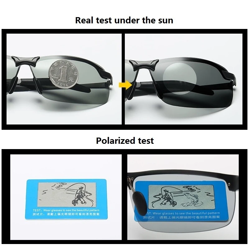 Fashionable Men Polarized Driving Glasses Male Change Color Sun Glasses Day Night Vision Photochromic Sunglasses