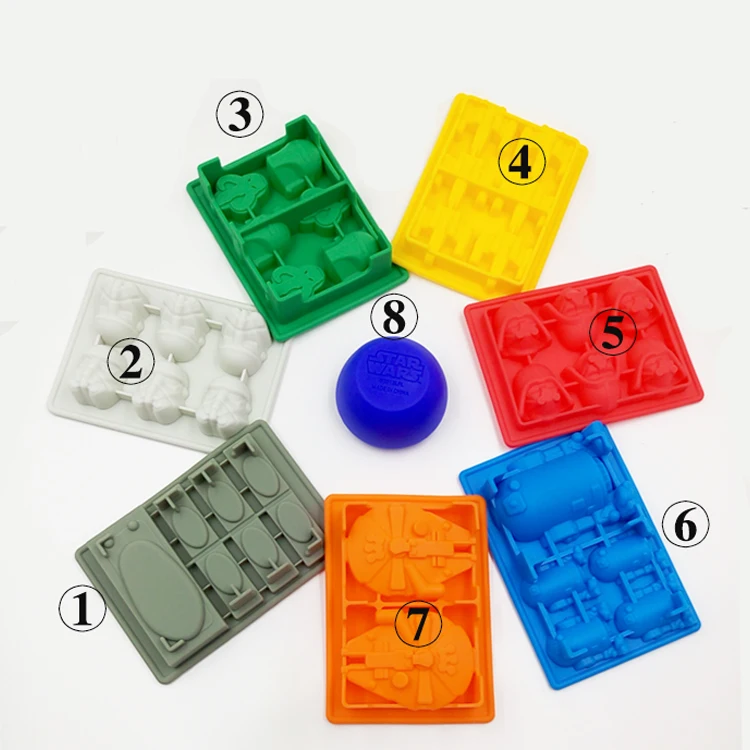 amazon hot selling silicone ice cube tray set of 8 Whiskey Star Ball War Silicone Ice Cube Tray Mould