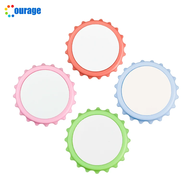 Custom printing plastic bottle opener fridge magnet sublimation blank with aluminum sheet