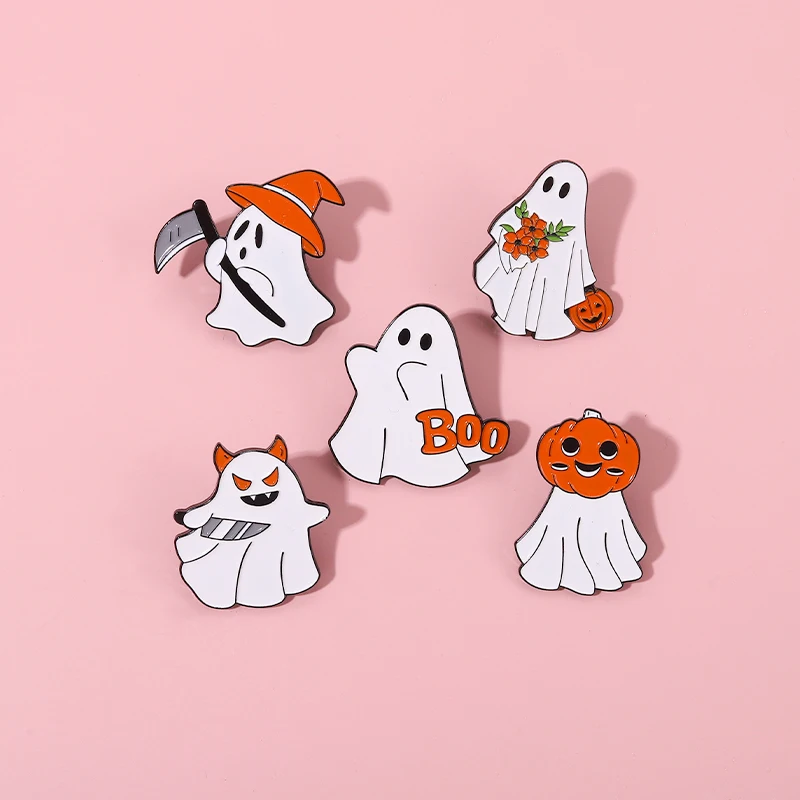 Halloween Punk Enamel Pins Cute Ghost Pumpkin Brooch Lapel Pin Badges Backpack Gift for Friends Kids Jewelry Accessories