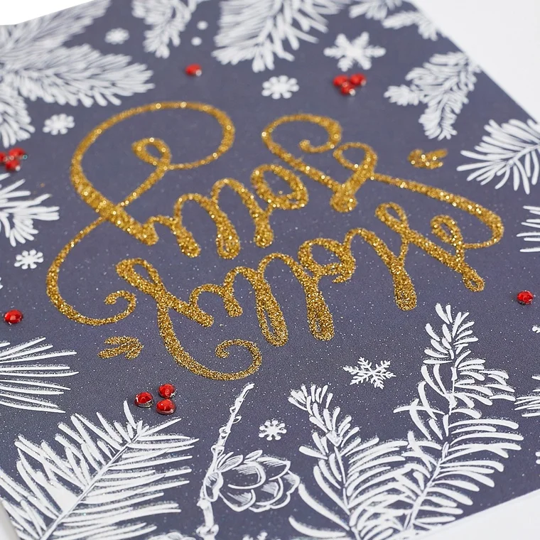 Custom Printing Handmade Winter Holiday Cards, Shiny Glitter Cards Christmas Greeting Cards