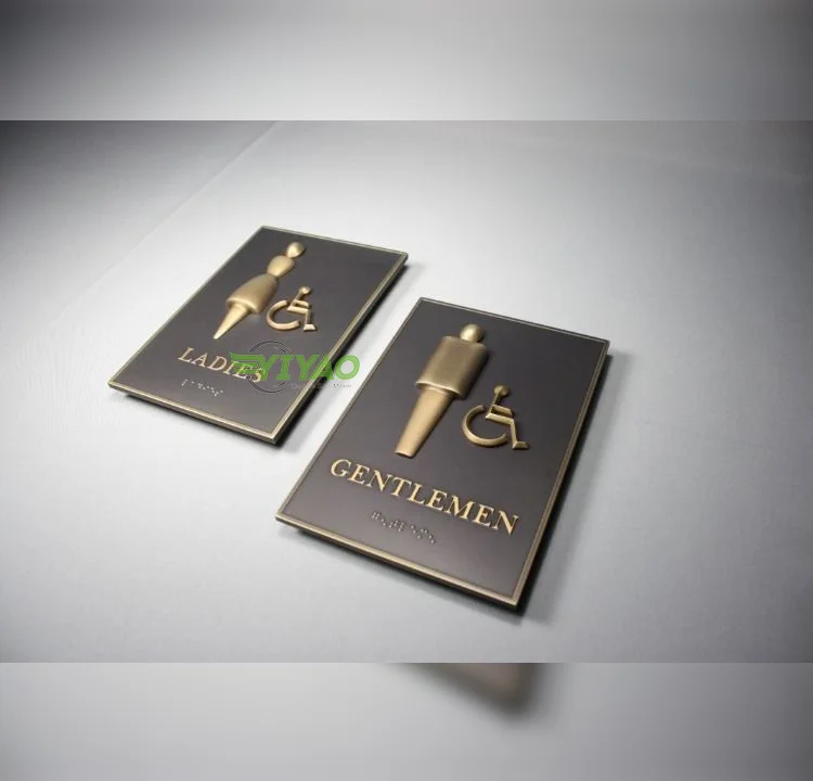 YIYAO restroom plastic office hotel bathroom brass door name plate sign