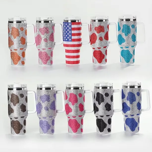 Drop shipping powder coated 2.0 tumbler cup double wall travels with handle stainless steel insulated coffee bottle with straw