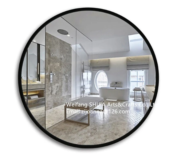 Wholesale 24 inch Wall Round Mirror, Large Wall Mounted Circle Mirror Black Metal Frame Mirror espelhos Espejo