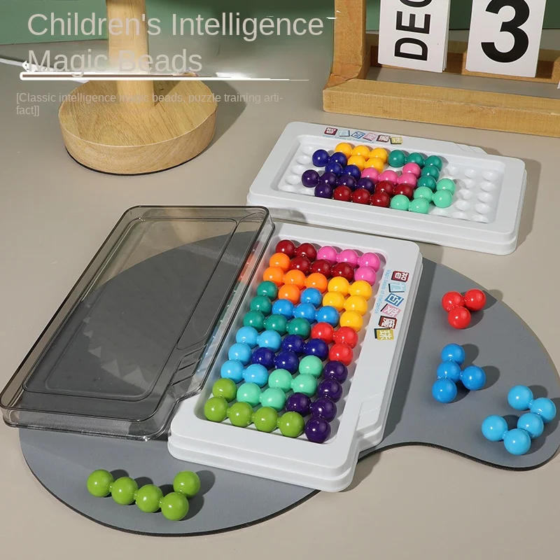 IQ Game 120 Challenges 3D Puzzle Classic Puzzle Pyramid Plate Pearl Logical Mind Board Game For Children Pyramid Beads