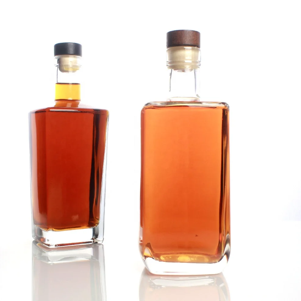 Custom OEM ODM liquor extra flint 75 cl 750 ml square glass whiskey brandy rum bottle