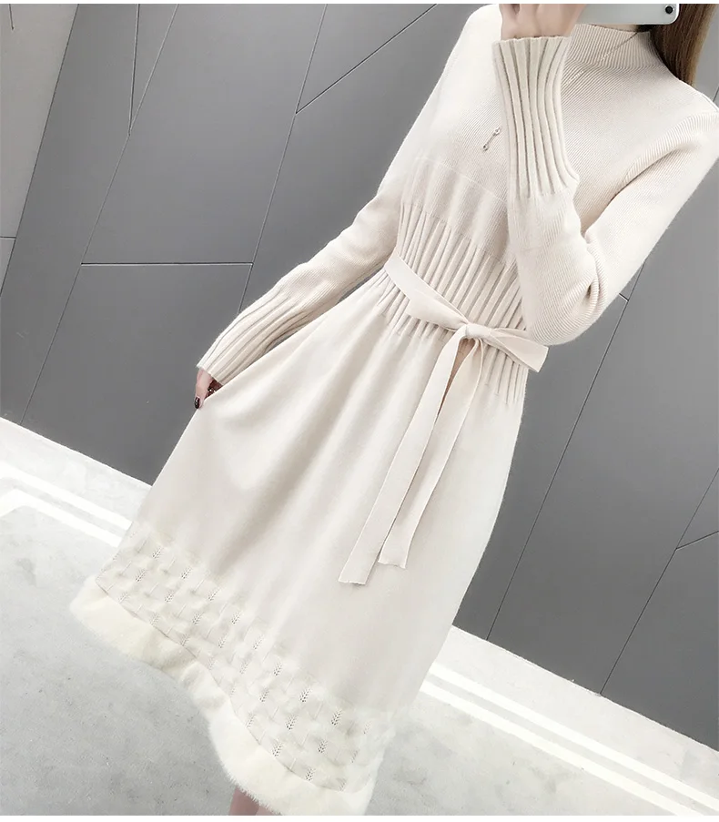 2020 spring new arrival high neck slim fit lovely girls long sweater