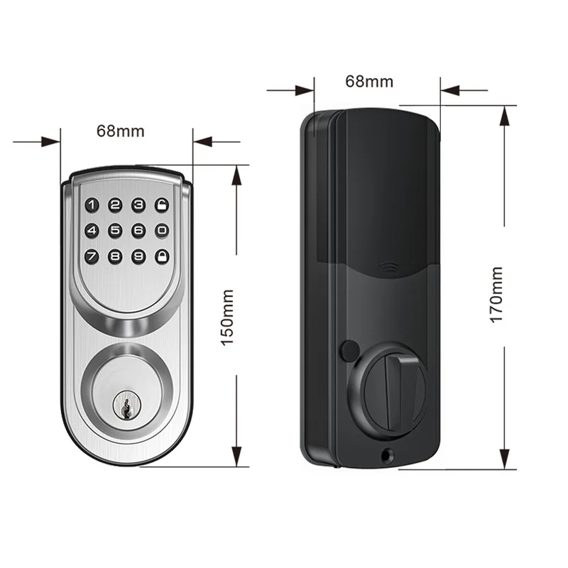 Home Security Zinc Alloy Usb Power Supply Durable Intelligent Electronic Deadbolt