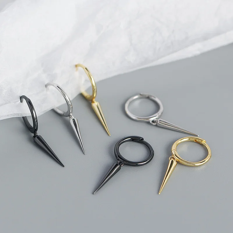 Fashion s925 silver Metal style earrings hip hop jewelry Simple studs Rivet cone pendants ear loops Small Buckle Earrings
