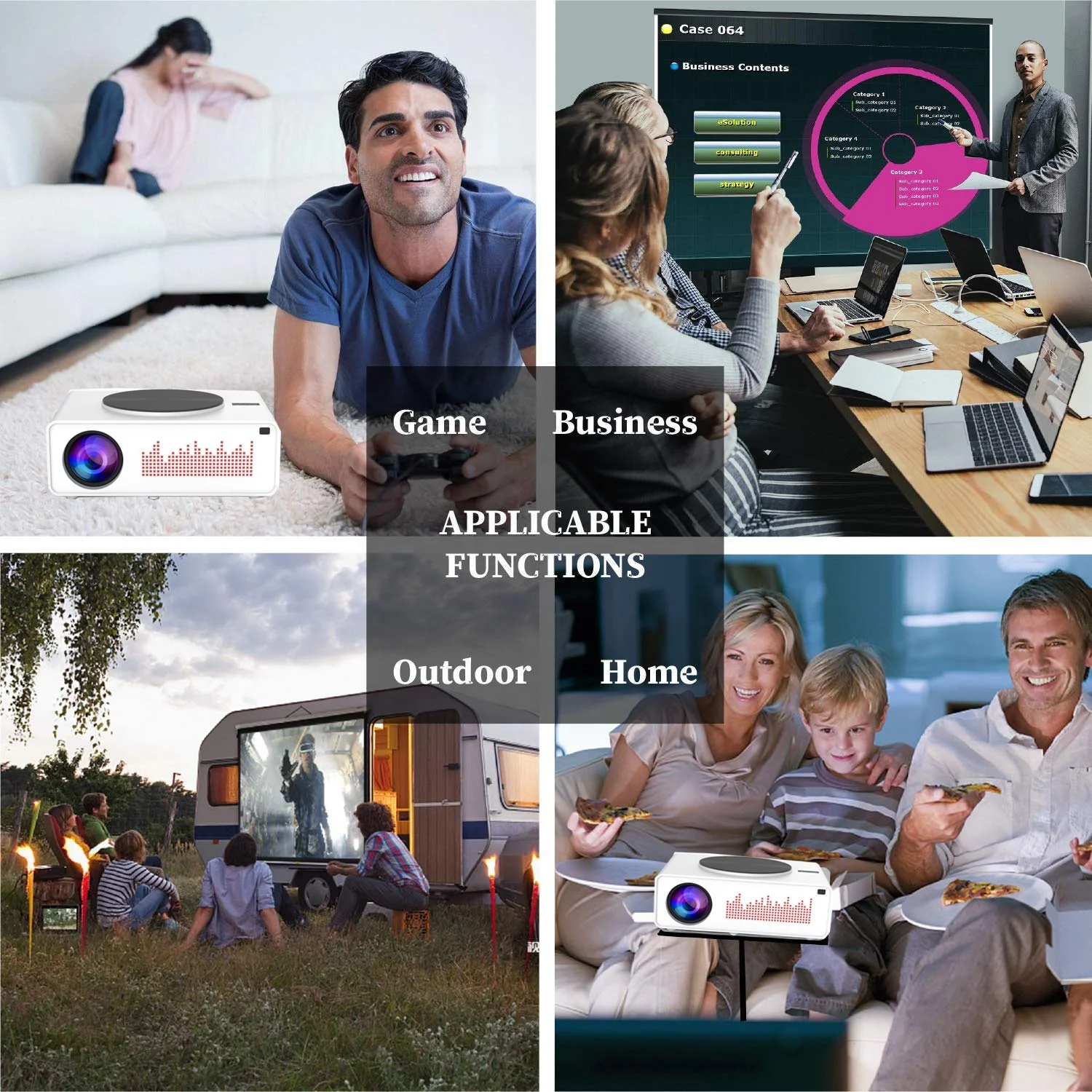 [2020 Amazon Hot Projector] New Design Android 8.0 Native 1080p Full HD 4K LCD LED Portable Home Theater Movie Projector