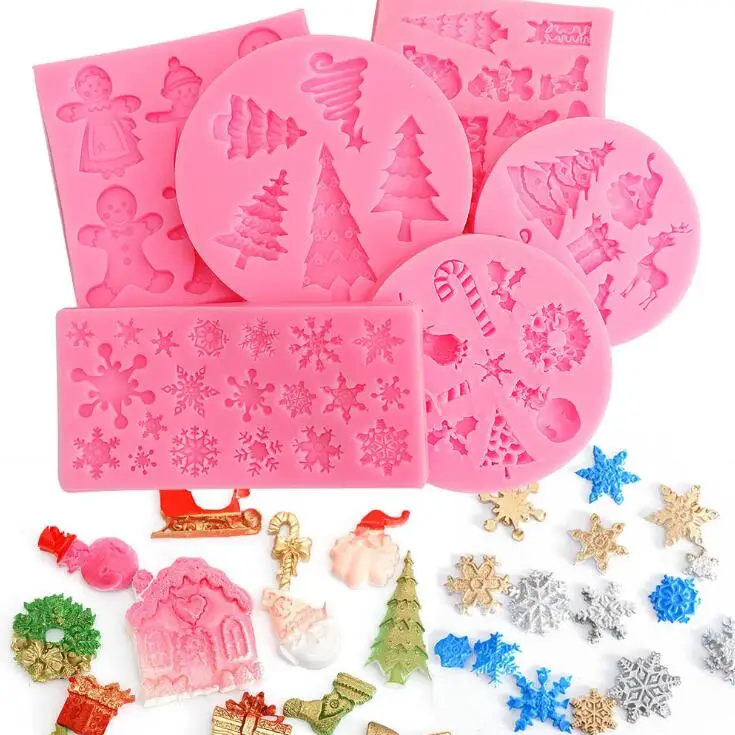 HY Christmas Cake Silicone Fondant Molds for Party Cupcake Topper Decorating Tools
