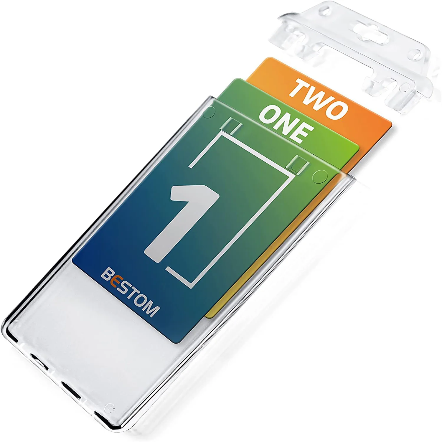 Bestom Fashionable Clear Vertical Hard ABS Plastic Card Holder Waterproof Business Card Holder with Lock for Nurses Accessories