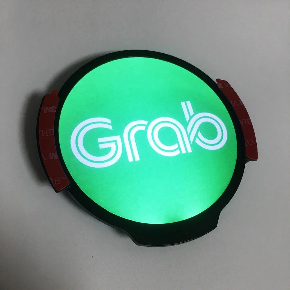 GRAB Rideshare Sign, LED Light Logo Sticker Decal Glow, Wireless Decal Accessories Removable Glowing Sign For Car Taxi