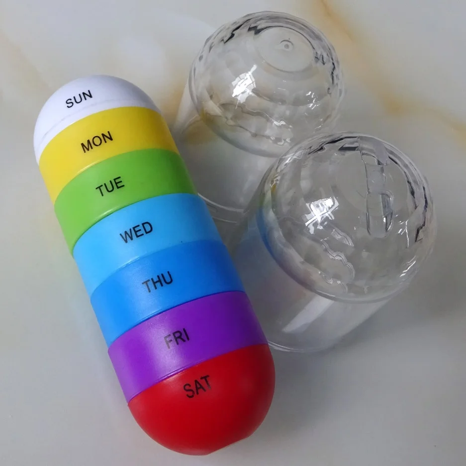 Capsule shape Weekly  medicine Pill Case