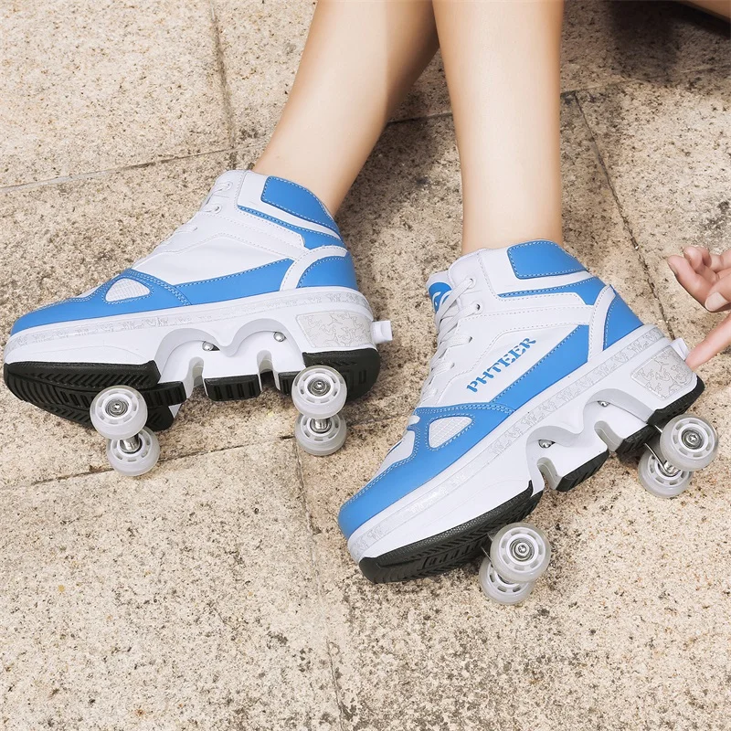 High Quality Retractable Roller Skate Shoes With Four Wheels For Adults Children Gift Shoes hot selling skiing shoes 4 wheels