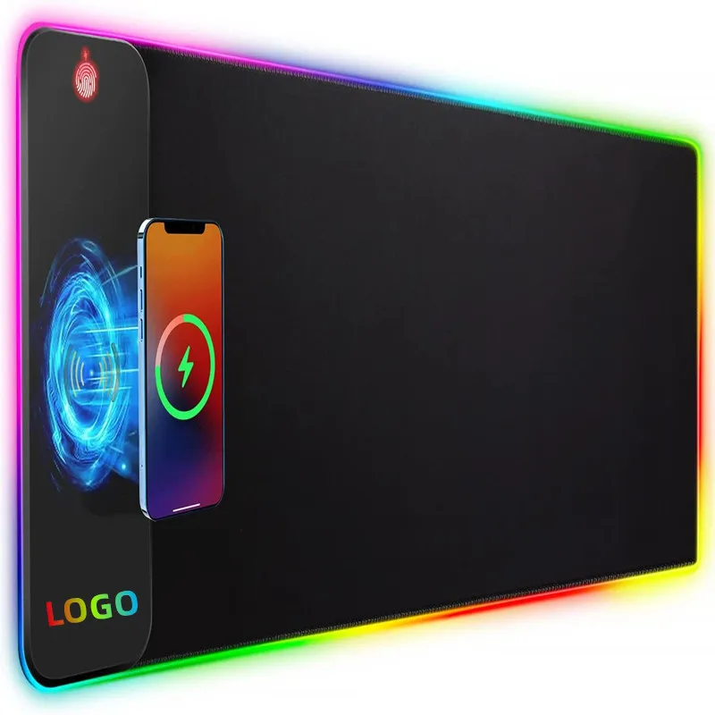 Wireless Charging RGB Gaming Mouse Pad 15W, LED Mouse Mat 800x300x4MM, 10 Light Modes Extra Large Mousepad