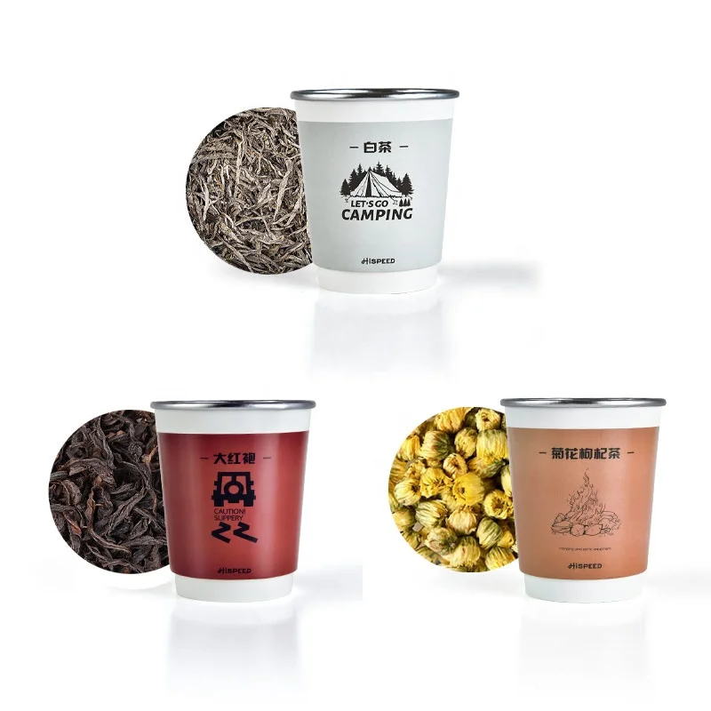 HISPEED Instant Tea Cup Portable Outdoor 10pcs Disposable Paper Cups with Tea Inside Bottom