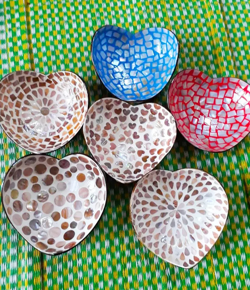 High quality seashell lacquer coconut bowl/ Mother pearl coconut bowl for decor Krystal (+84 587 176 063)
