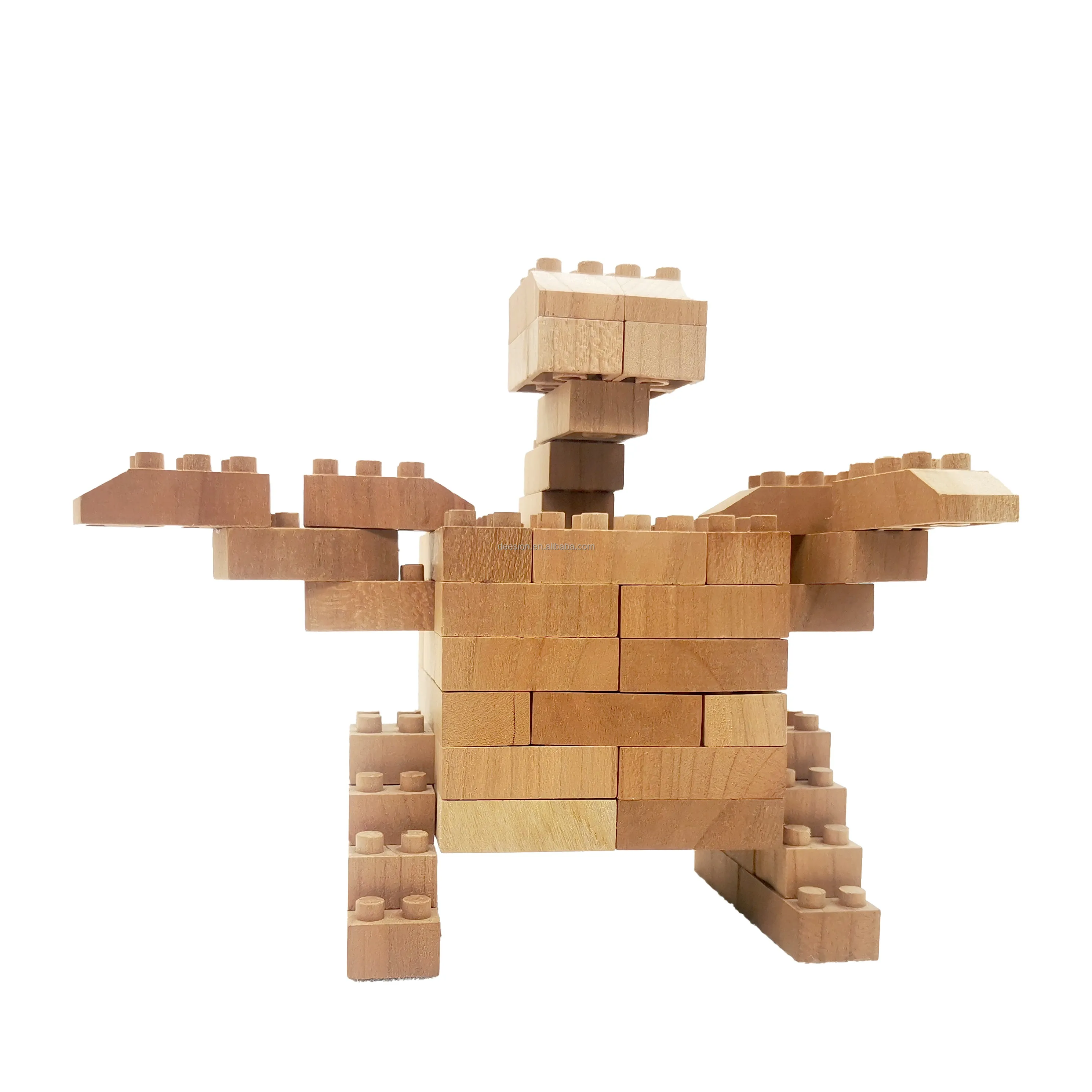 Wooden DIY brick toys short robot ready for build up BPA free nature color Christmas gift birthday gift for kids and adult